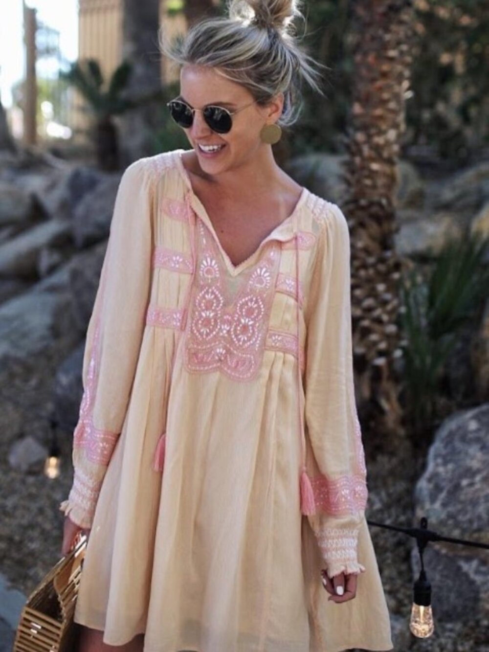 Free People Wind Willow Embroidered Mini Dress - Size M - Picture 2 of 6